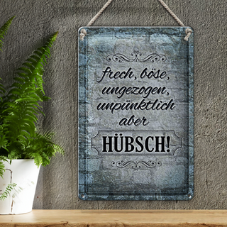 Blechschild Spruch 20x30cm frech böse ungezogen aber hübsch