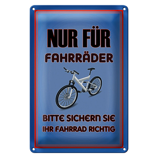 Blechschild Parken 20x30cm nur für Fahrräder sicher sie ihr
