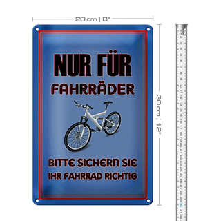 Blechschild Parken 20x30cm nur für Fahrräder sicher sie ihr