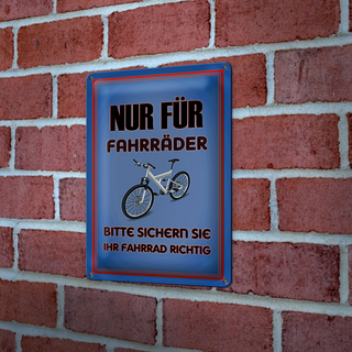 Blechschild Parken 20x30cm nur für Fahrräder sicher sie ihr