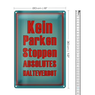 Blechschild Parken 20x30cm kein Parken Stoppen Halteverbot