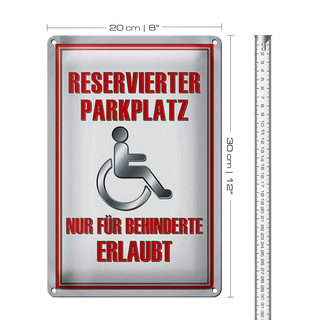 Blechschild Paken 20x30cm Parkplatz nur für Behinderte