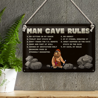 Blechschild Spruch 30x20cm man cave rules Männer Regeln