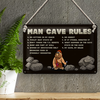 Blechschild Spruch 30x20cm man cave rules Männer Regeln