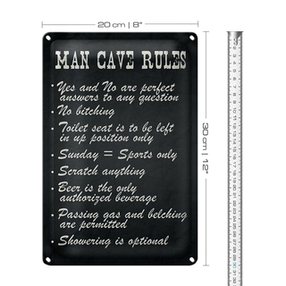 Blechschild Spruch 20x30cm man cave rules Männer Regeln