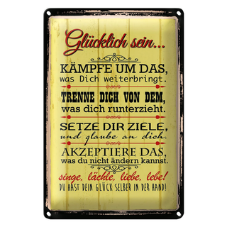Blechschild Spruch 20x30cm Glücklich singe lächle liebe