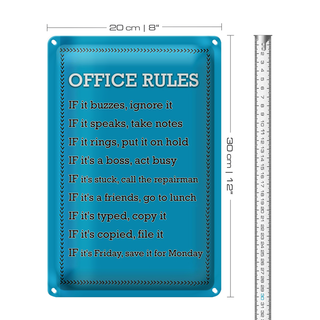Blechschild Spruch 20x30cm Office Rules Office Regeln