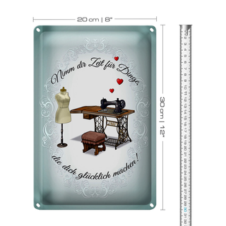 Blechschild Spruch 20x30cm Nähen macht dich glücklich