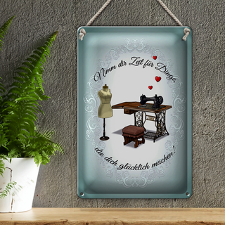 Blechschild Spruch 20x30cm Nähen macht dich glücklich