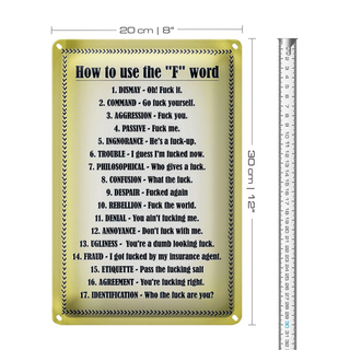 Blechschild Spruch 20x30cm How to use the F word