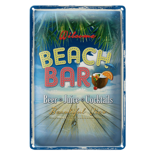 Blechschild Spruch 20x30cm Wilcome Beach Bar Beer Juice