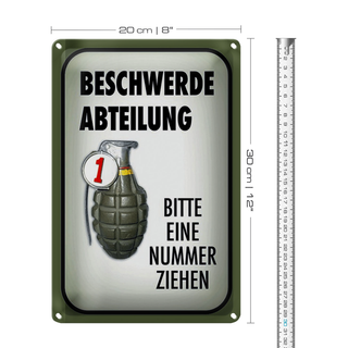 Blechschild Spruch 20x30cm Beschwerde Abteilung bitte Nr.