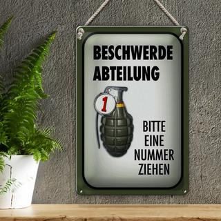 Blechschild Spruch 20x30cm Beschwerde Abteilung bitte Nr.