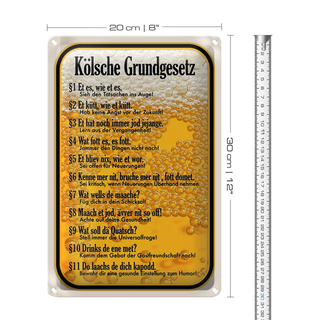 Blechschild Spruch 20x30cm Kölsche Grundgesetz Et es wie et