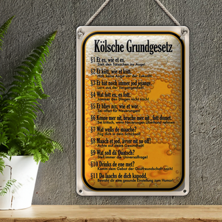 Blechschild Spruch 20x30cm Kölsche Grundgesetz Et es wie et