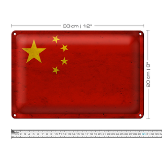 Blechschild Flagge 30x20cm China Fahne Wanddeko