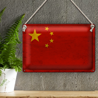 Blechschild Flagge 30x20cm China Fahne Wanddeko