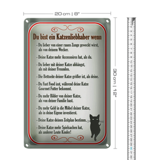 Blechschild Spruch 20x30cm du bist Katzenliebhaber wenn