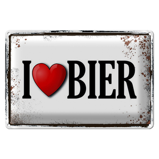 Blechschild 30x20cm i love Bier Wanddeko