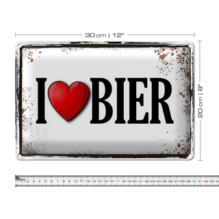 Blechschild 30x20cm i love Bier Wanddeko
