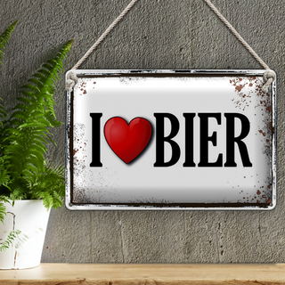 Blechschild 30x20cm i love Bier Wanddeko