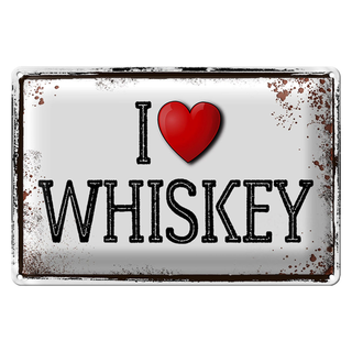 Blechschild 30x20cm i love Whiskey Wanddeko