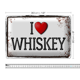 Blechschild 30x20cm i love Whiskey Wanddeko