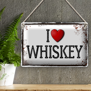 Blechschild 30x20cm i love Whiskey Wanddeko