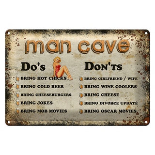 Blechschild Spruch 30x20cm Man Cave Do´s Don´ts