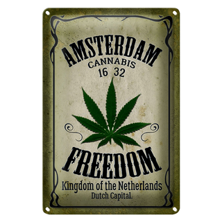 Blechschild Cannabis 20x30cm Amsterdam freedom Kingdom