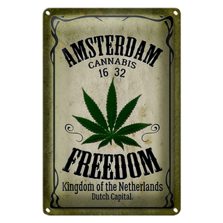 Blechschild Cannabis 20x30cm Amsterdam freedom Kingdom