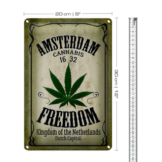 Blechschild Cannabis 20x30cm Amsterdam freedom Kingdom