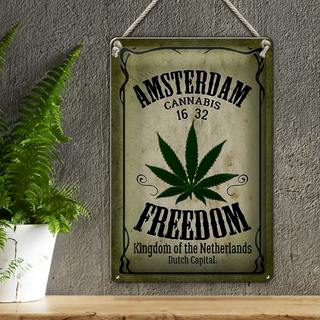Blechschild Cannabis 20x30cm Amsterdam freedom Kingdom