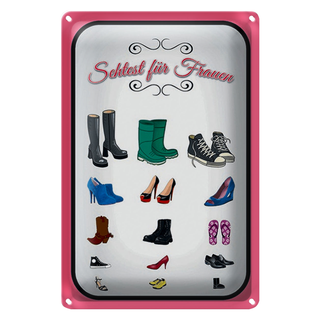 Blechschild Spruch 20x30cm Schuhe Arten Sehtest für Frauen