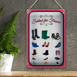 Blechschild Spruch 20x30cm Schuhe Arten Sehtest für Frauen