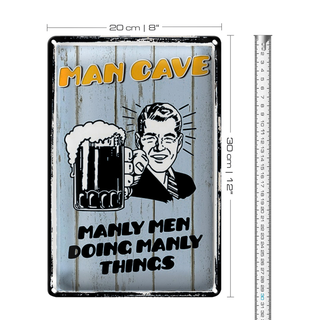 Blechschild Spruch 20x30cm Man cave Bier manly men doing