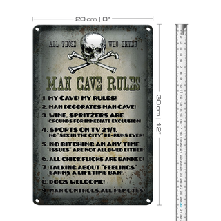 Blechschild Spruch 20x30cm Man cave rules wine spritzers