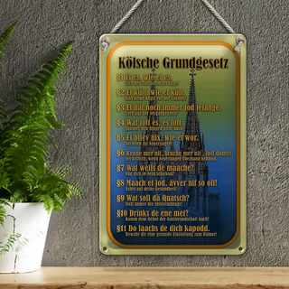 Blechschild Spruch 20x30cm Kölsche Grundgesetz wat fott es