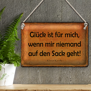 Blechschild Spruch 30x20cm Glück wenn niemand auf den Sack