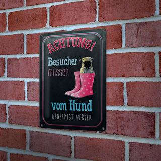 Blechschild Spruch 20x30cm Achtung muss vom Hund genehmigt