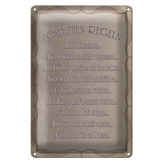 Blechschild Spruch 20x30cm Toiletten Regeln bitte hinsetzen