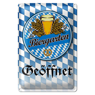 Blechschild Spruch 20x30cm Biergarten Bier Brezel Bayern