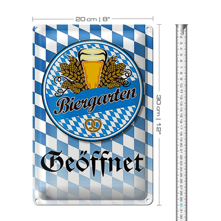 Blechschild Spruch 20x30cm Biergarten Bier Brezel Bayern