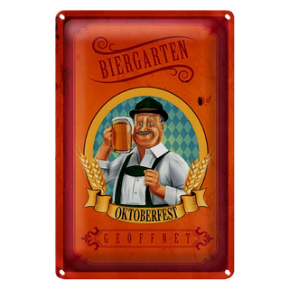 Blechschild Spruch 20x30cm Biergarten geöffnet Oktoberfest