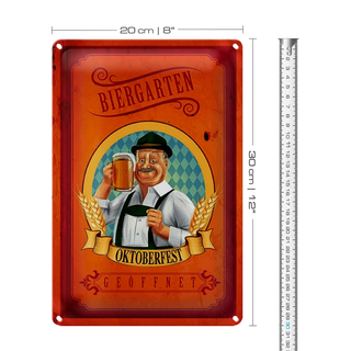 Blechschild Spruch 20x30cm Biergarten geöffnet Oktoberfest