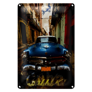 Blechschild Spruch 20x30cm Cuba Oldtimer Auto blau