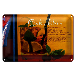 Blechschild Spruch 30x20cm Cuba Libre Rezept Rum Havanna