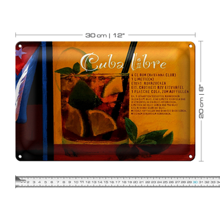 Blechschild Spruch 30x20cm Cuba Libre Rezept Rum Havanna