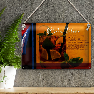 Blechschild Spruch 30x20cm Cuba Libre Rezept Rum Havanna