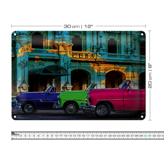 Blechschild Spruch 30x20cm Cuba Karte 3 Autos Oldtimer